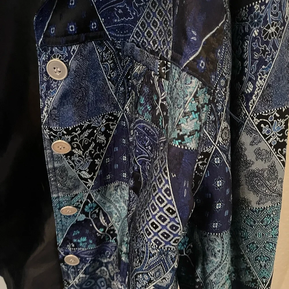 Turquoise and Blue Patchwork Jacket by Coldwater Creek (Size PL) - Picture 4 of 9